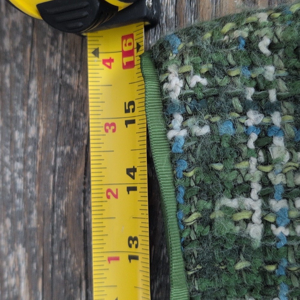 DANIER Made in Canada Wool Blend Tweed Midi Skirt Green Blue Plaid Size 8 - Picture 14 of 16